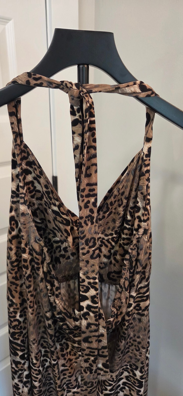 Vintage Collection Leopard Print Maxi Dress with Beaded Detail, Size M
