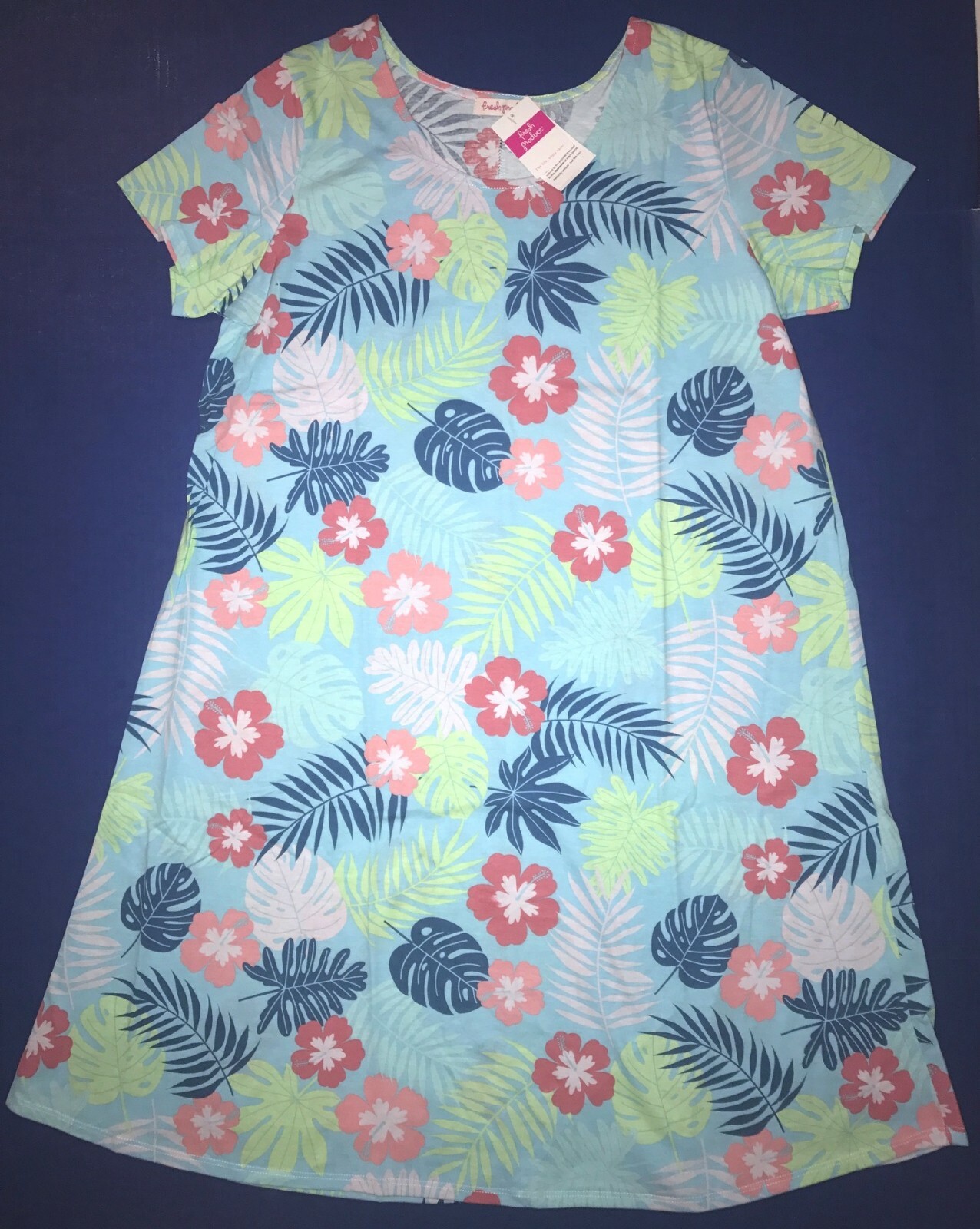 FRESH PRODUCE XS Bluefin BLUE Tropic Floral Tee Shirt Dress $59 NWT New XS