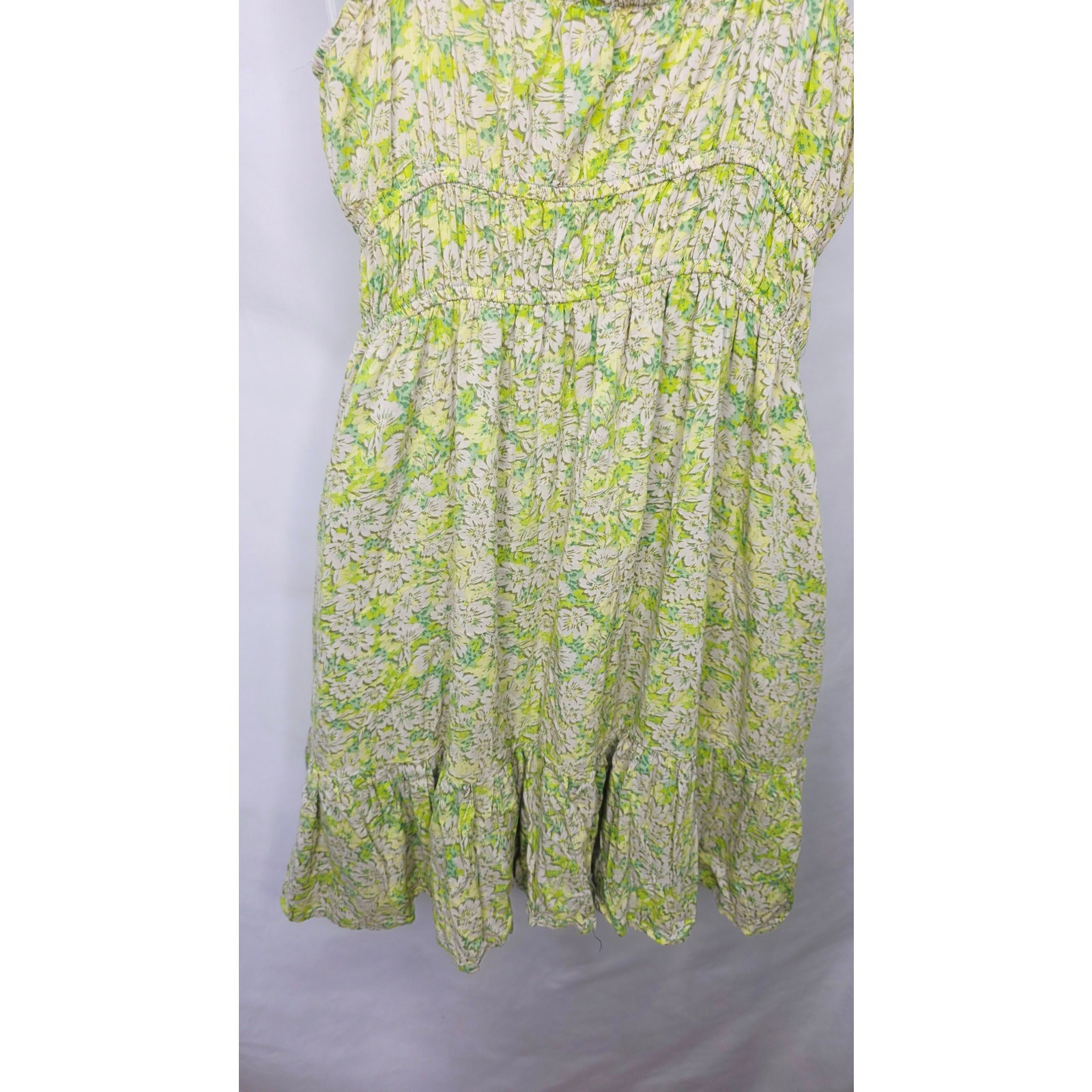 American Eagle Green Floral Tie Front Baby Doll Mini Dress Milk Maid Coquette M