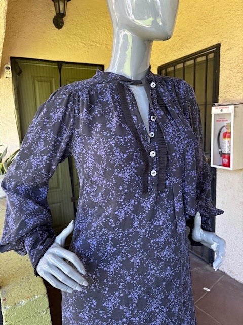 GHOST Vintage Long-Sleeve Silk Print Dress w/ Tie-Neck EUC/UK 10=US 6