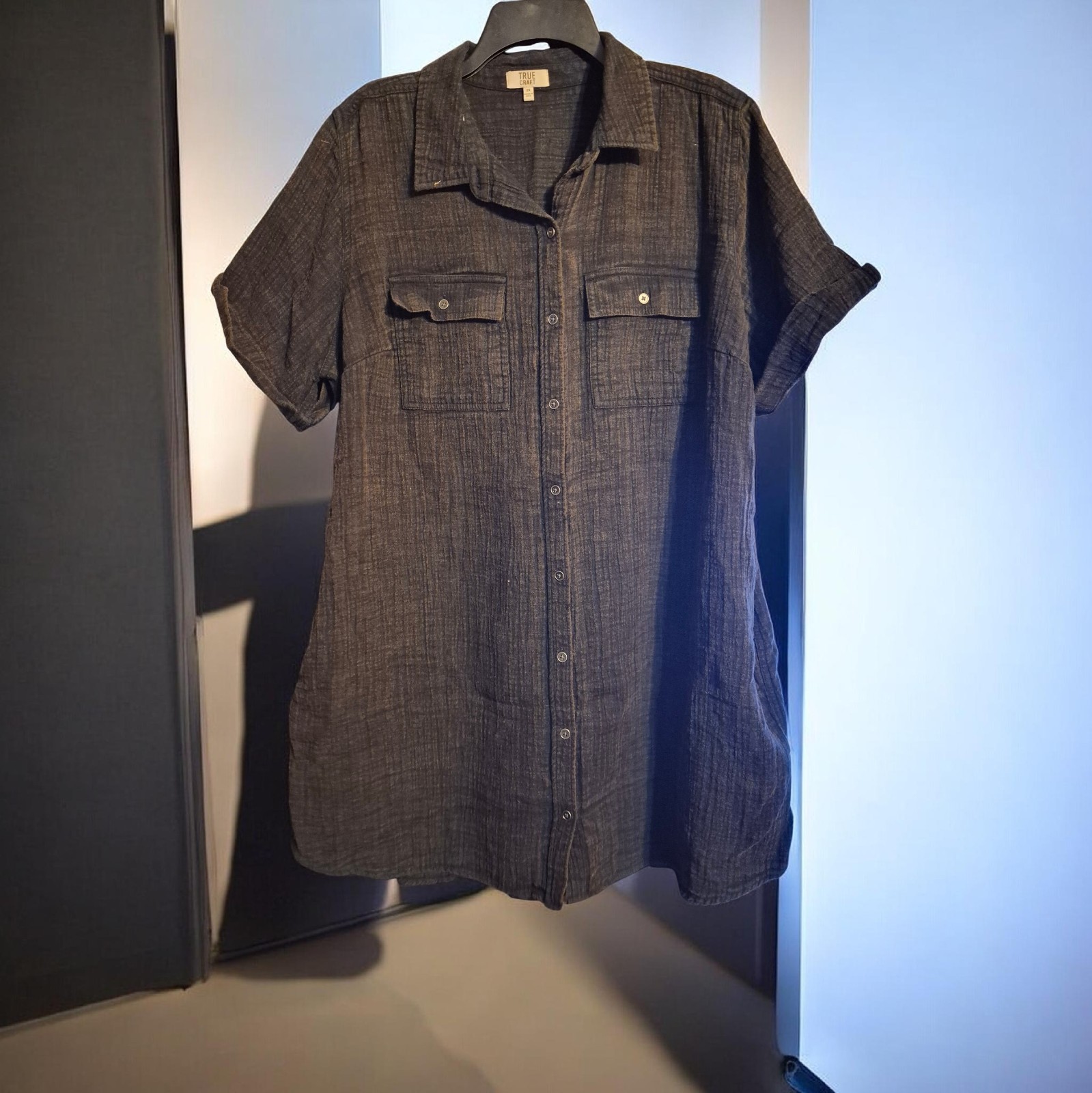 True Craft Black Short Sleeve Shirt Dress Size 2X EUC Plus Size