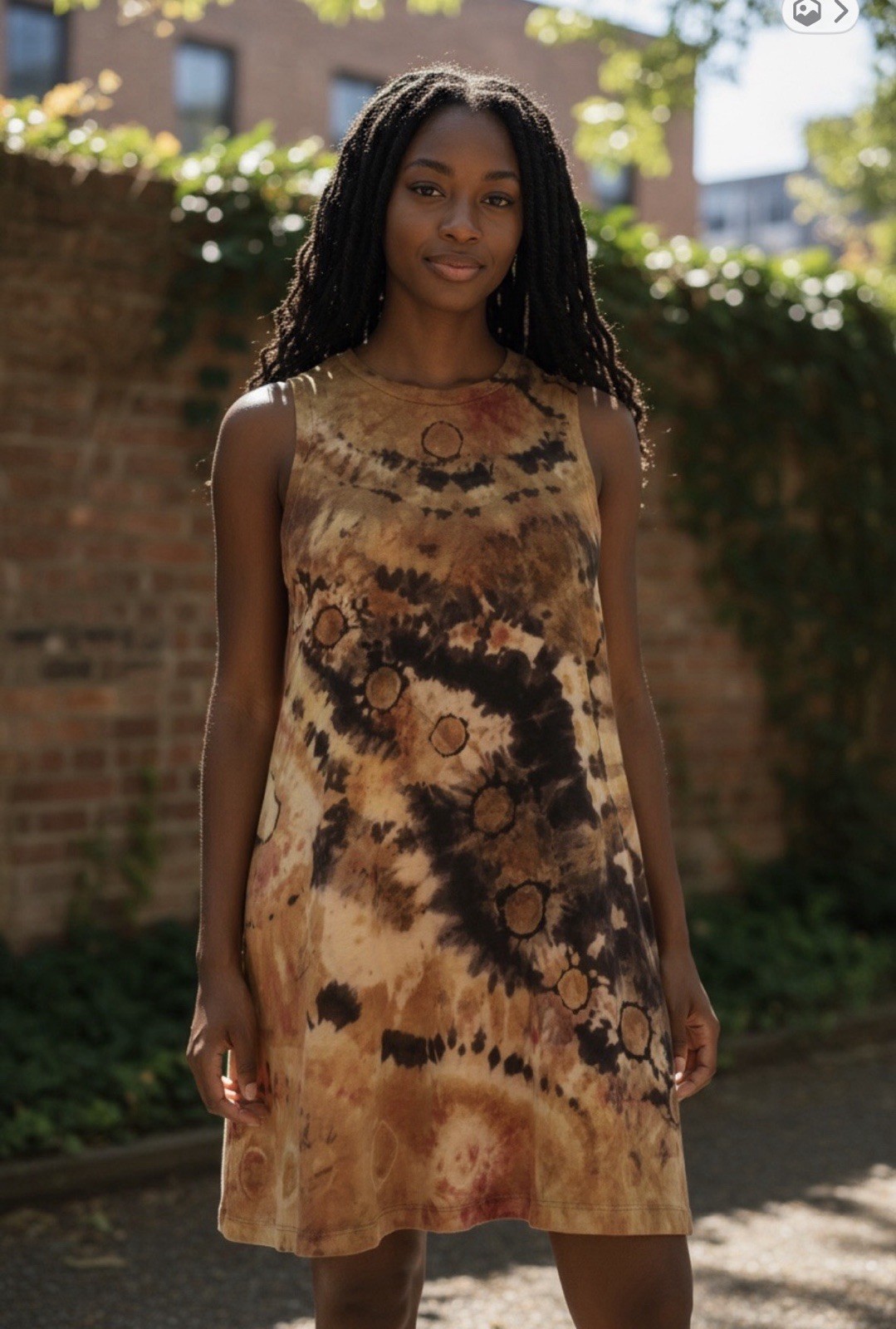 Tie Dyed Dress, Brown & Black Hand Dyed OOAK