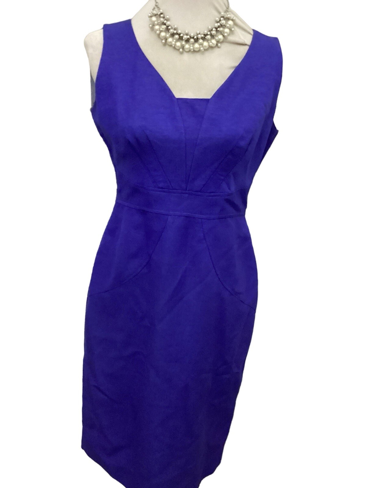 Hobbs Blue Cotton Dress Size 10 + Jacket Size 10 Short 39” Ec Away 30.4