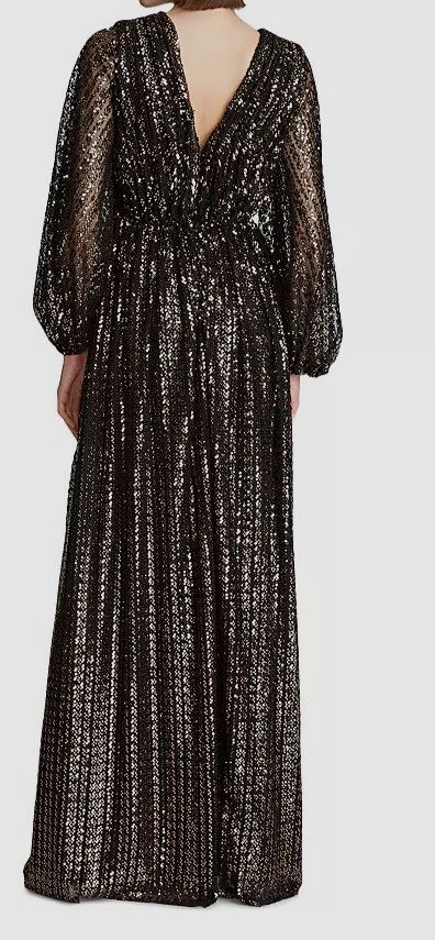 U20661 with tags 697 Halston Womens Black Madelyn Sequin Side Cutout Gow G1N