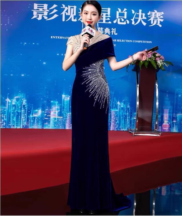 Gorgeous Shine Sequins Bodycon Fishtail Gown Cocktail Velvet Evening Dresses