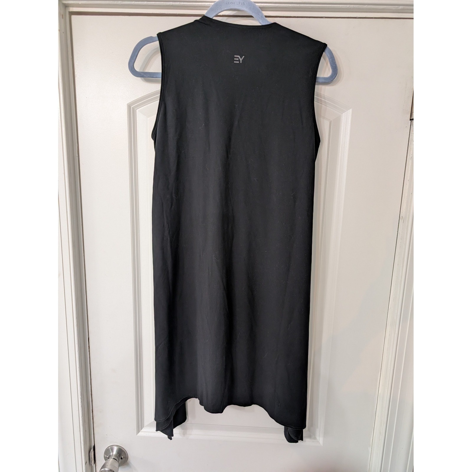 Everyday Yoga Wondrous Solid Wrap Dress Black Sleeveless Zip Tie Front Small NEW