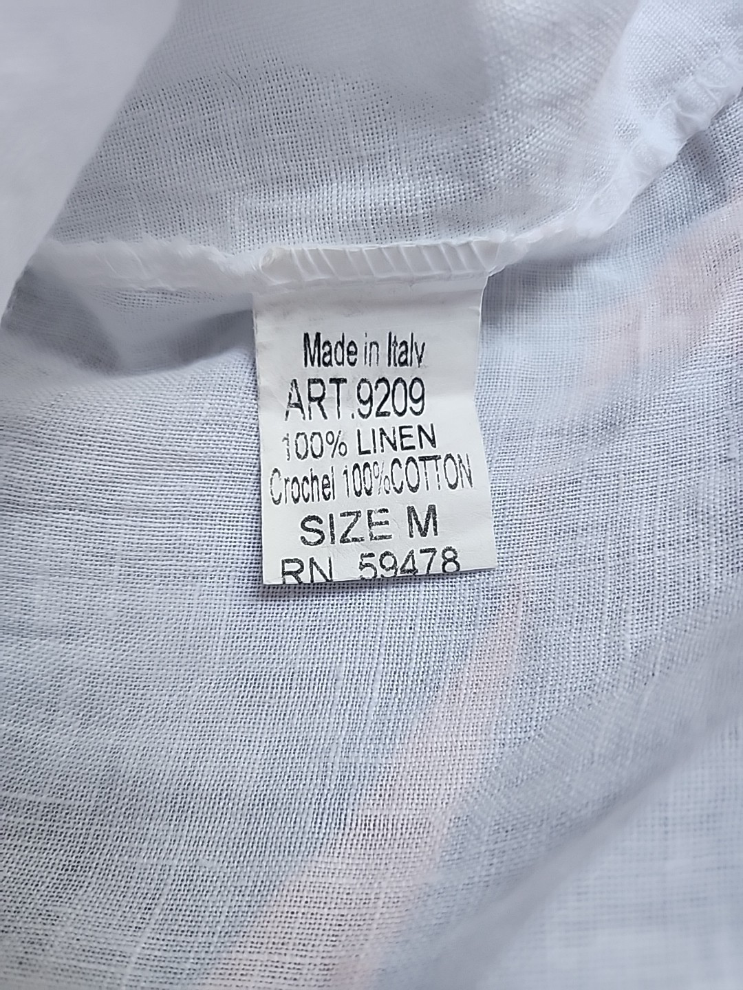 Valentina Naldi Dress White Linen Beach Cover Vacation Short MED Made in Italy