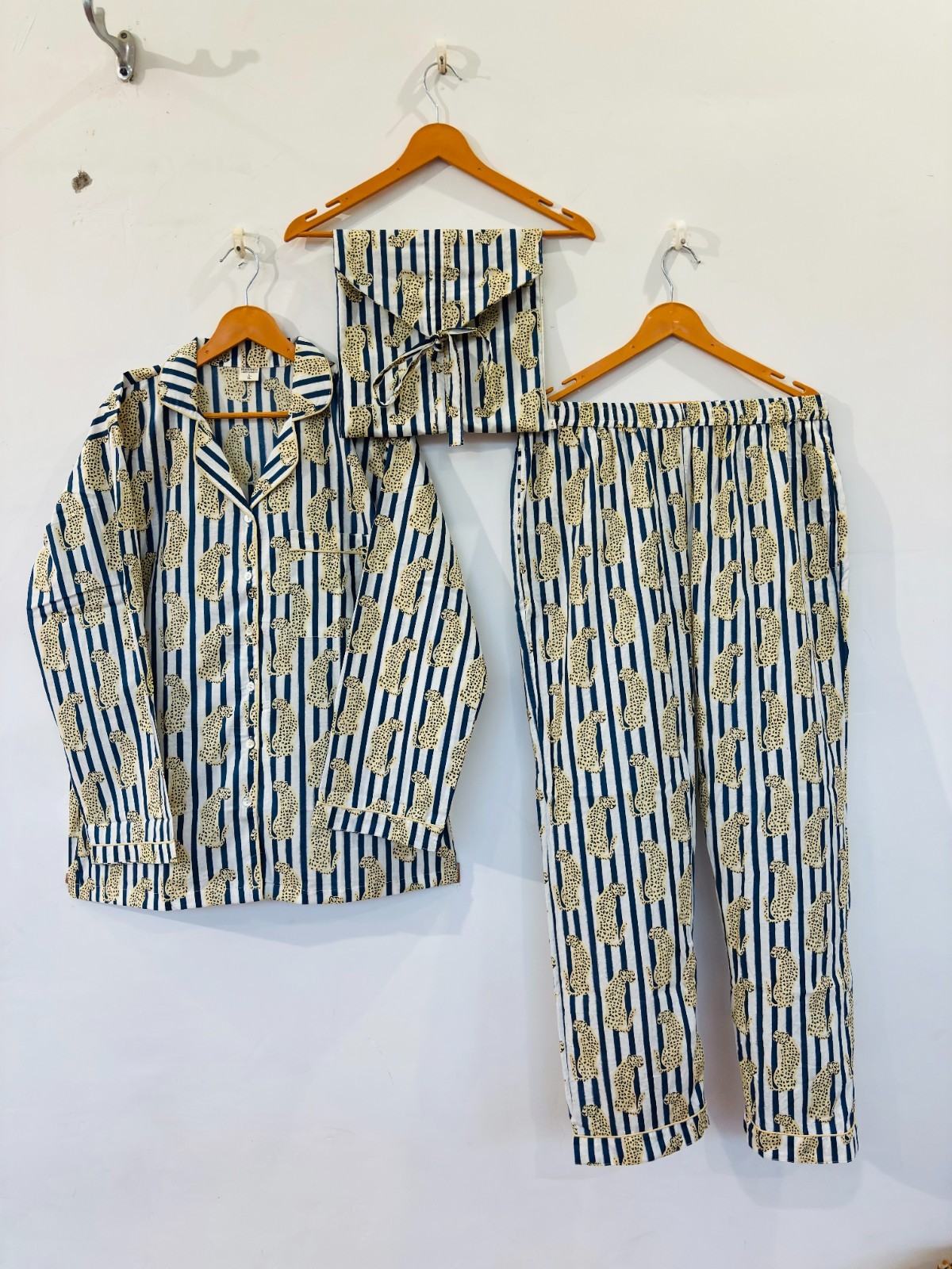 LeopardPrint Cotton Pajama Set:Summer Loungewear night wear for woman’s giftitem