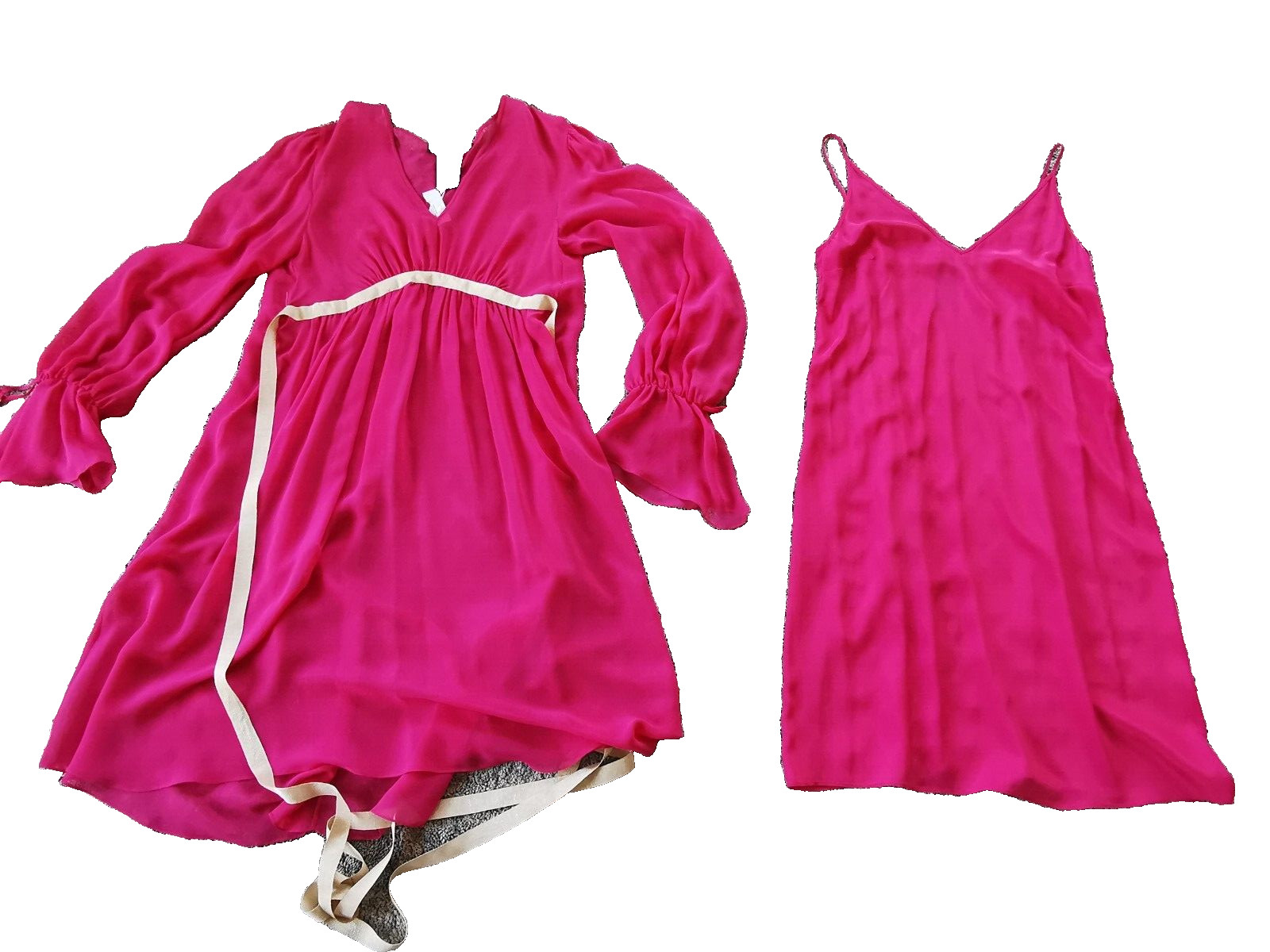 RR €890🌟 MAX MARA Pink SILK georgette Dress Usa2_ It36_ De32_ Uk4_ Fr34