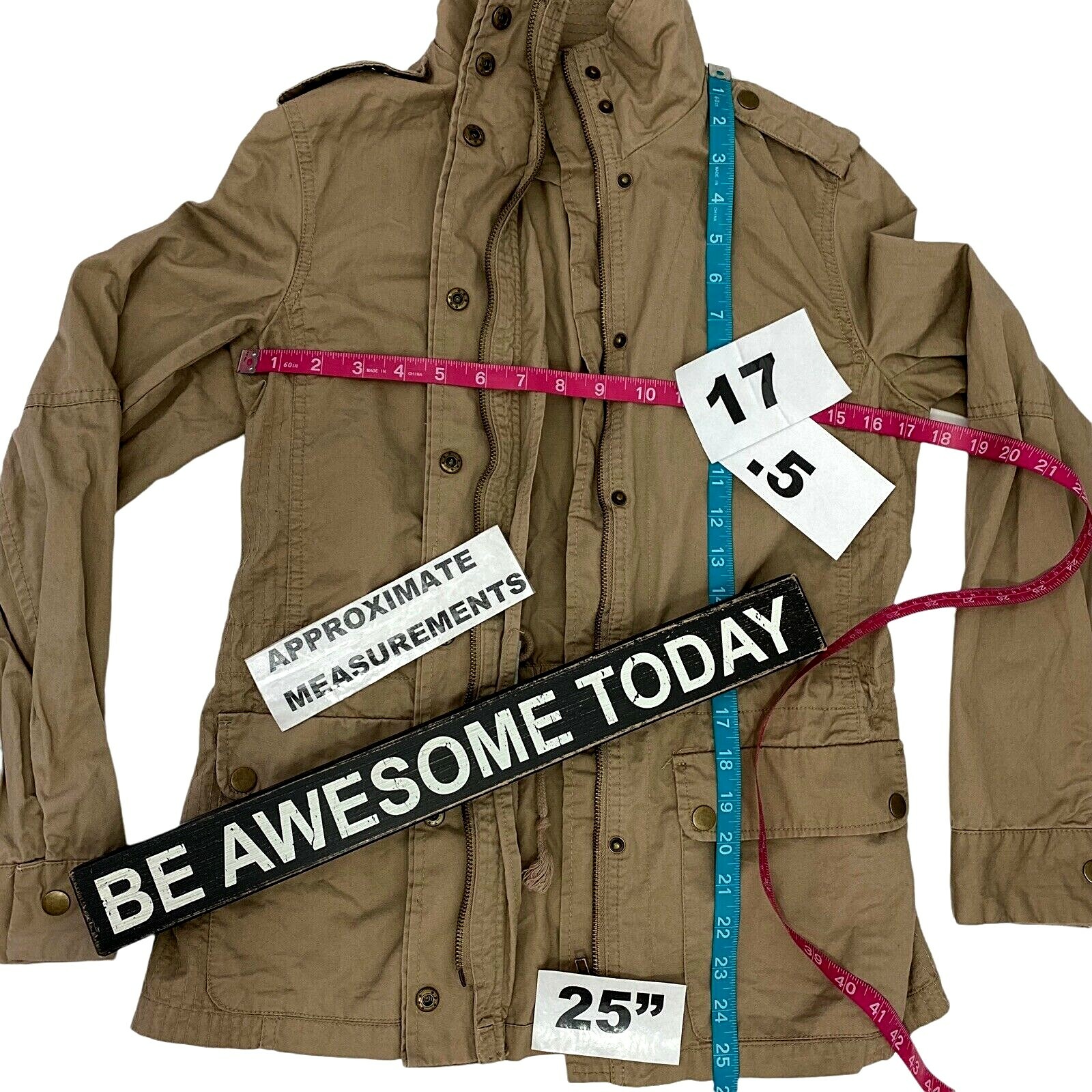 Love Tree Dress Womens Medium Lot Anorak Jacket Brown Blue Knit Pocket