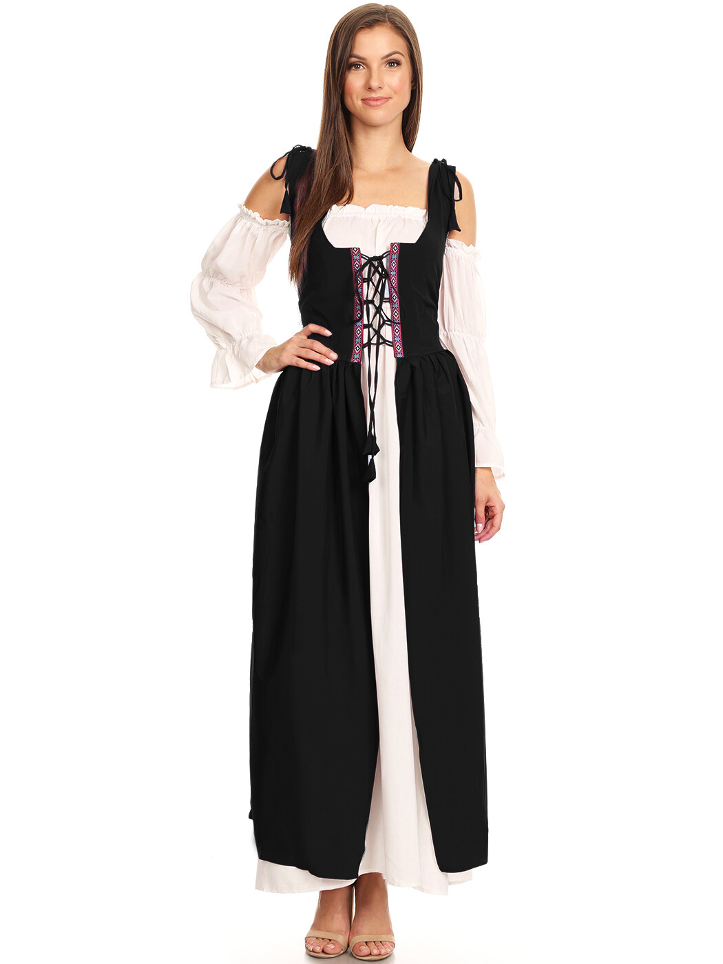 Renaissance OverDress Medieval Irish Off Shoulder Dress Set