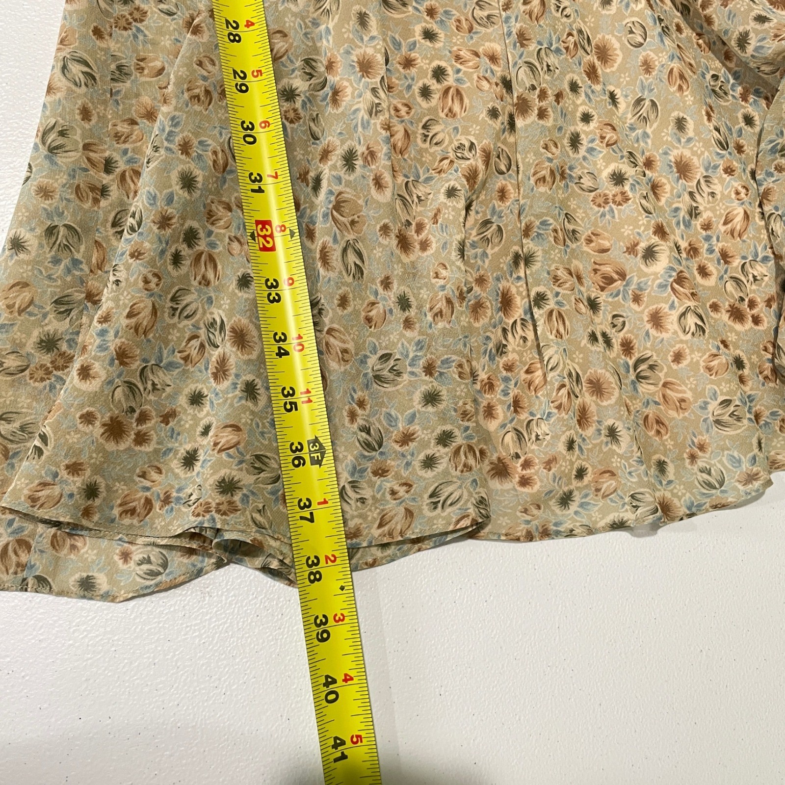 Vintage Dana Buchman 100% Silk Ditsy Floral Tie Waist Dress 8 Cottagecore Earthy