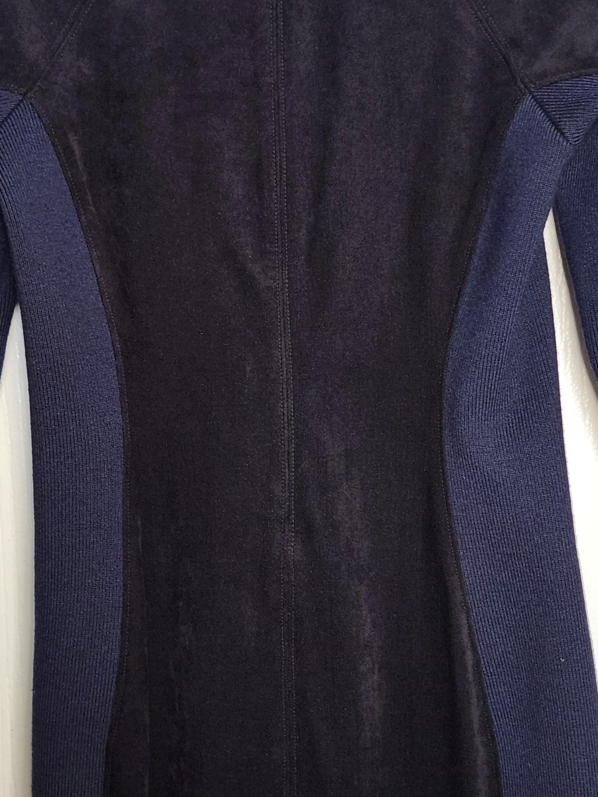T By Alexander Wang Long Sleeve Scuba Zipper Dress Colorblock Blue Black Size 6