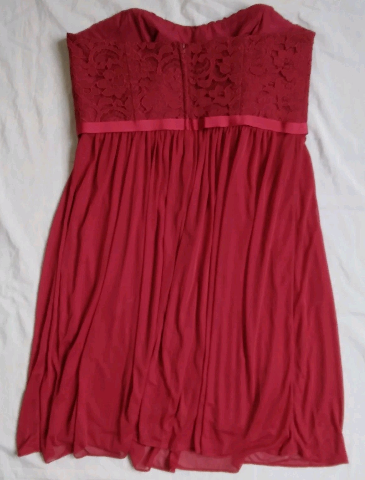 Red Bustier Strapless Dress Floral Lace Holiday Prom Party Elegant Women’s 12