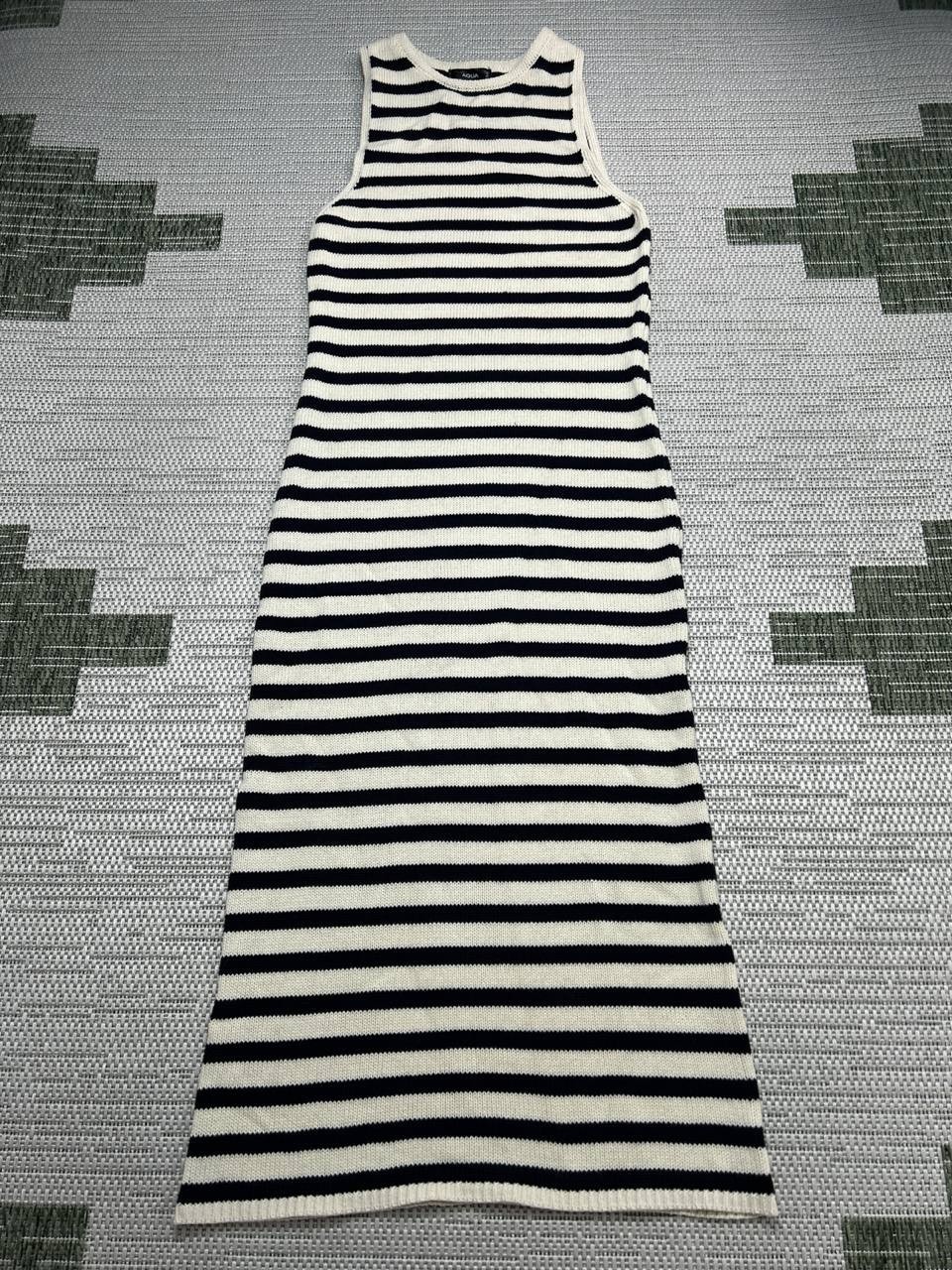 Aqua Dress Womens Medium Beige Black Cotton Blend Knit Midi *