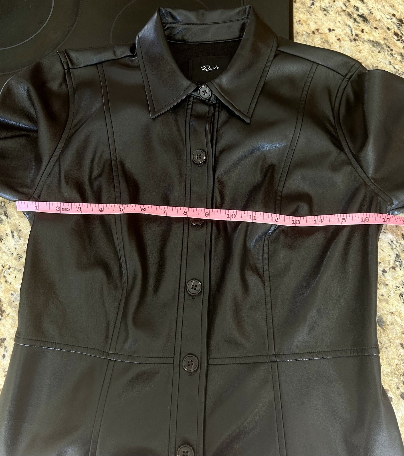 !! NEW !! Rails Ruby Faux Leather Long Sleeve Mini Shirtdress Black SZ M