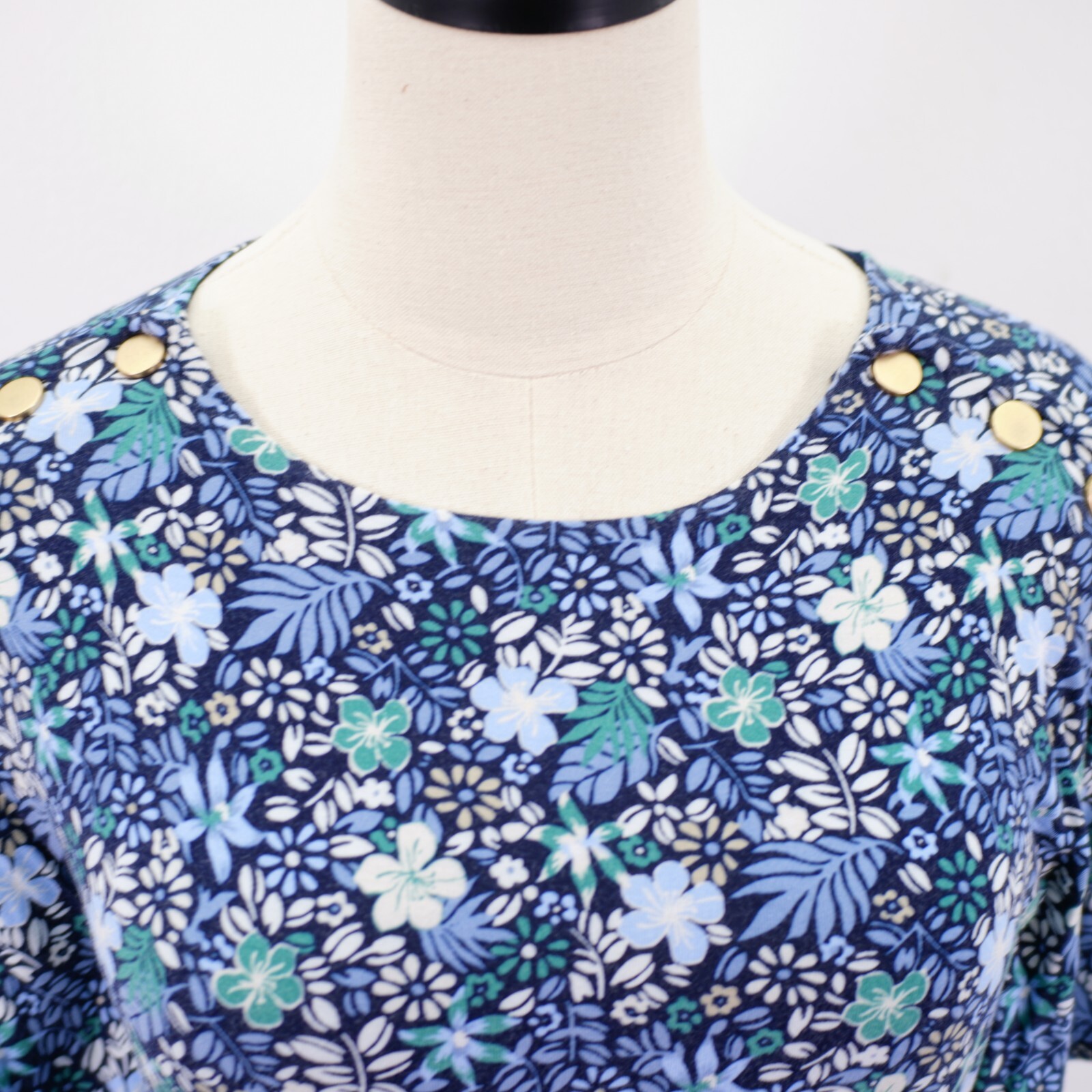 Ann Taylor Loft Blue Green Round Neck Flutter Split Short Sleeve Sleeve Dress 2