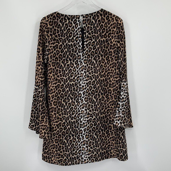 Likely Perry Leo leopard print mini dress brown black bell sleeve women 6