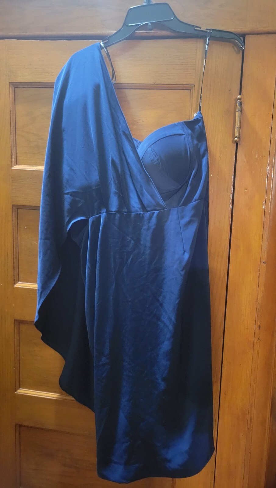 Lavish Alice Navy Blue Corset Draped Cape Midi Dress Size 12 Pre-owned