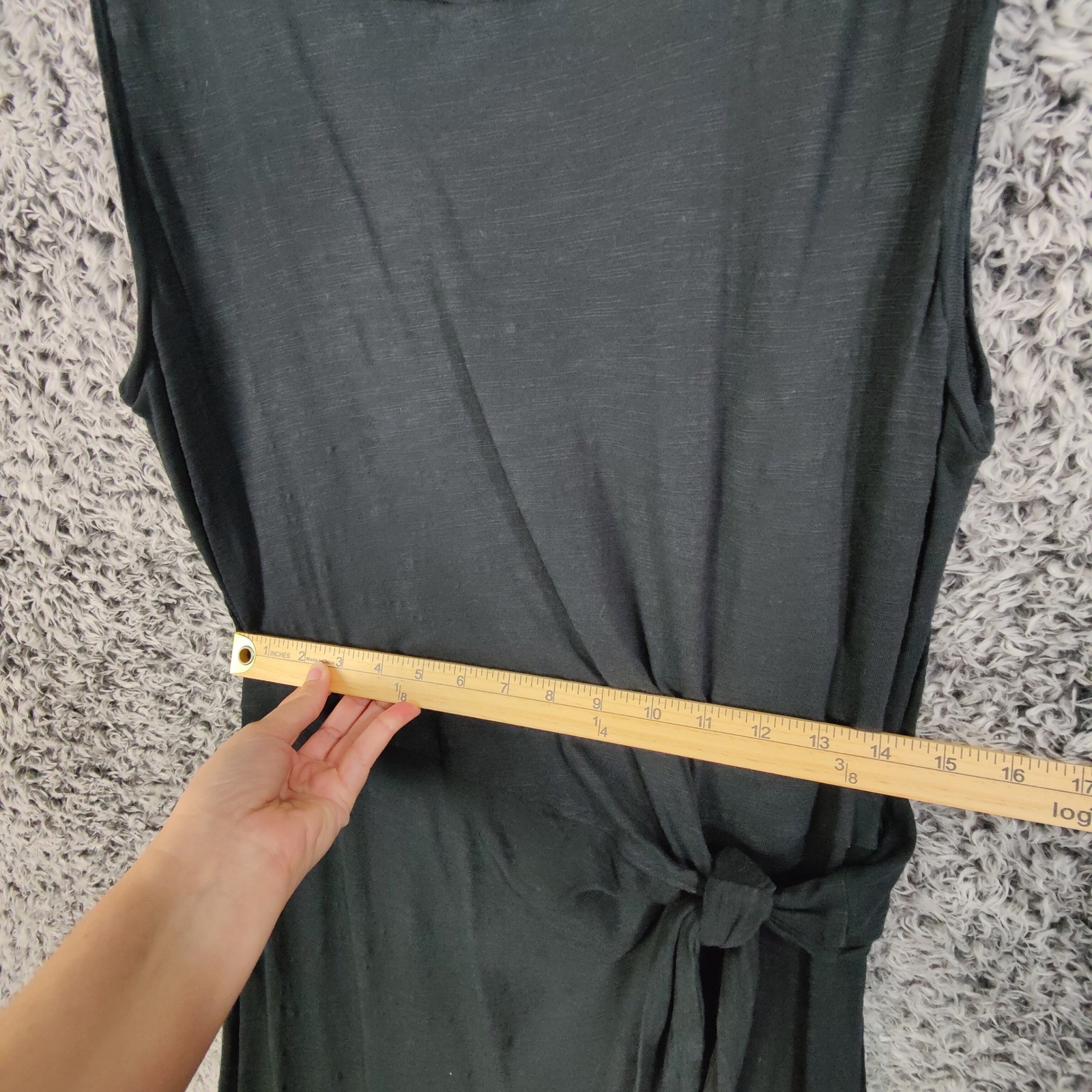 Talbots Womens Minimalist Quiet Luxury Classic Midi LBD Dress L Black Slub Knit