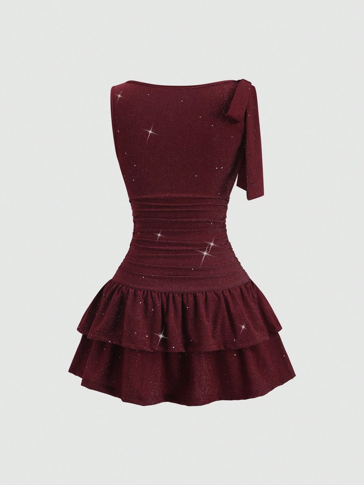 Women Elegant Ribbon Bow Boat Neck Mini Dress