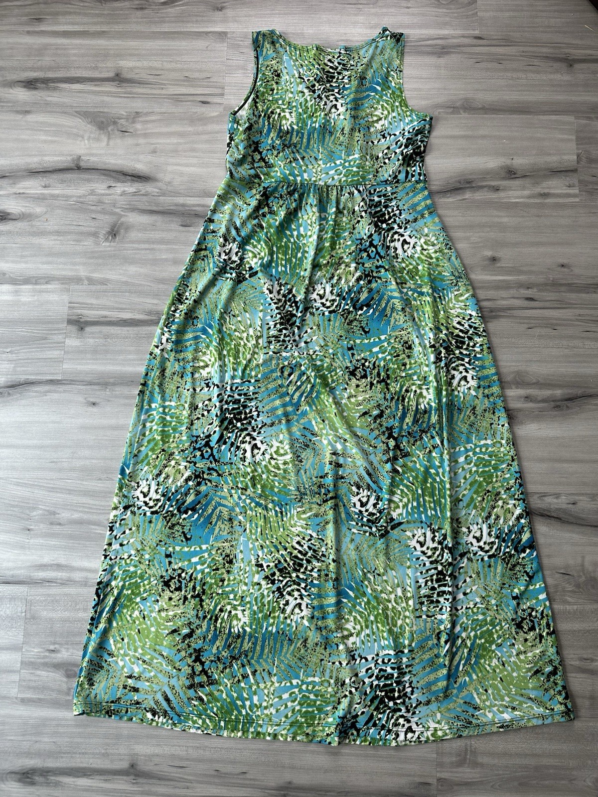 Elementz Sleeveless Stretchy Maxi Dress Feminine Classic Size S Tropical Beach
