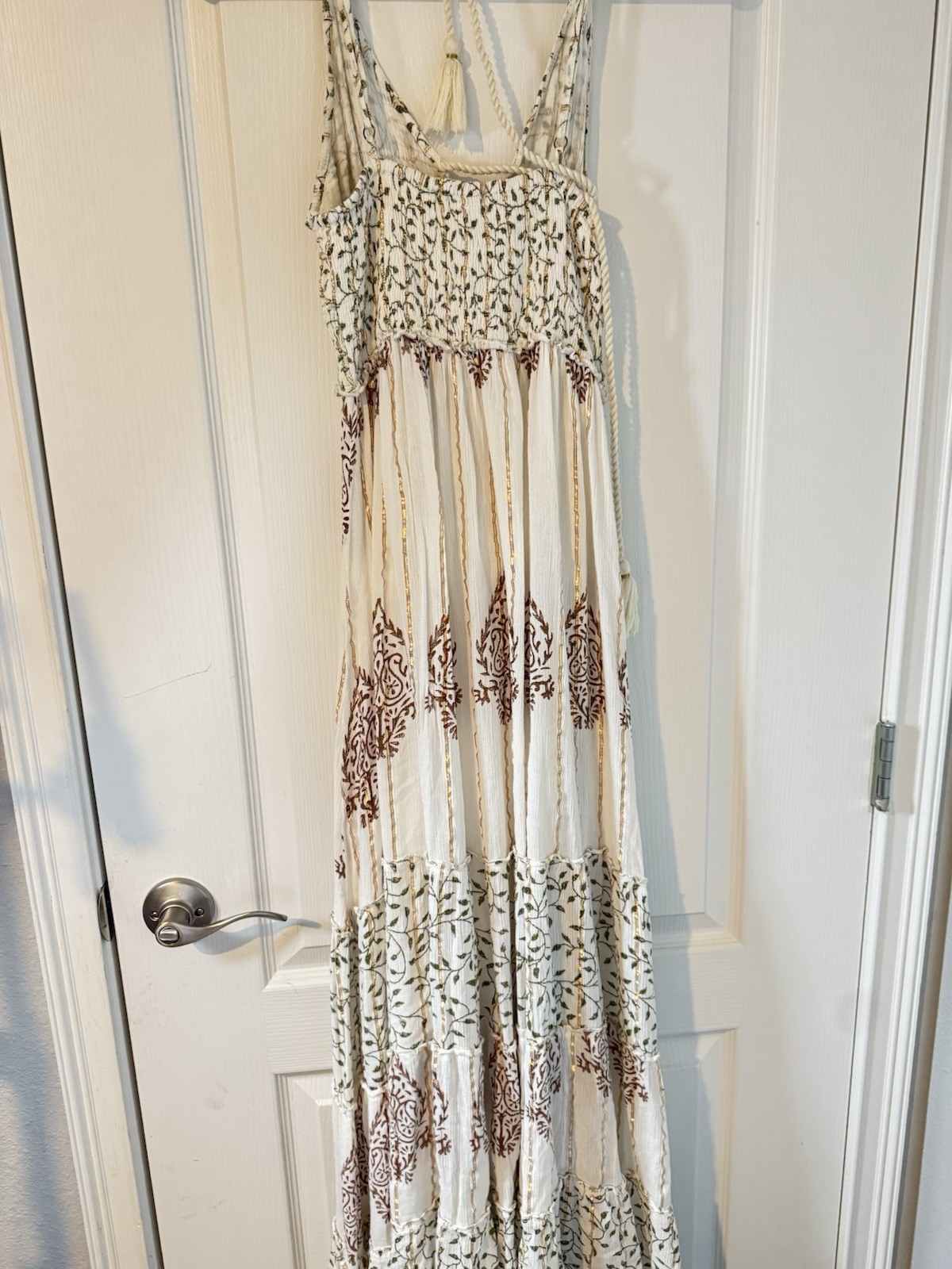 Zury Boho Maxi Dress Free Size 100% Viscose Beaded Sequin Tassel India