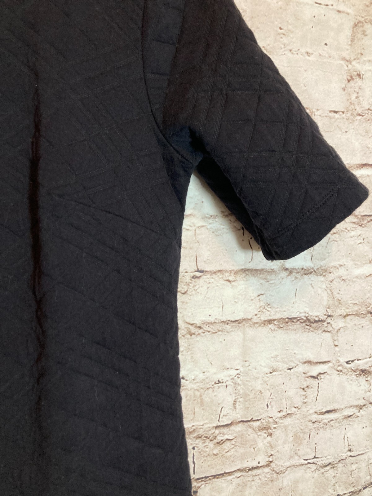 LOFT Quilted Dress Womens Small Black LBD Fit & Flare Cotton Stretch Capsule