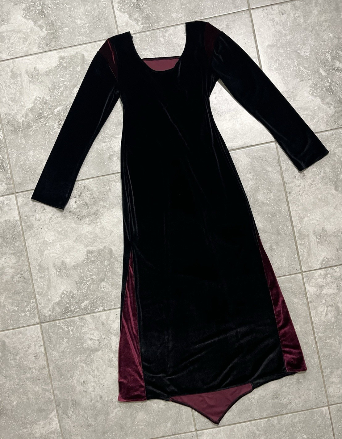 Cykxtees VTG 90S Goth Renaissance Medieval Vampire Velvet Dress Gown M L
