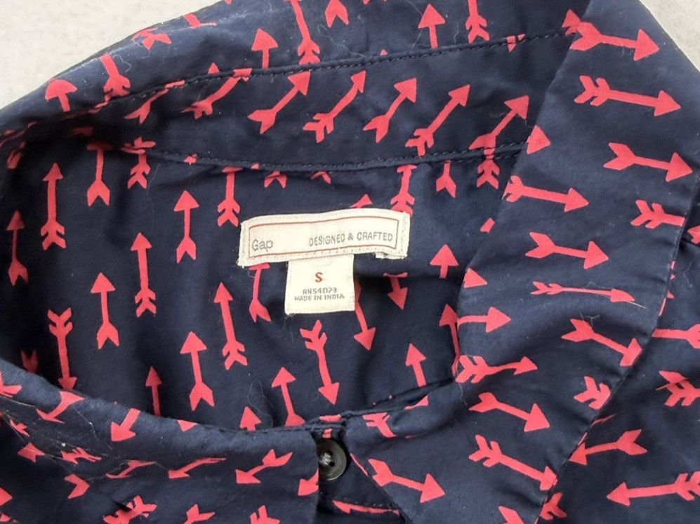 Gap Designed & Crafted Dress small Arrows navy red shirtdress