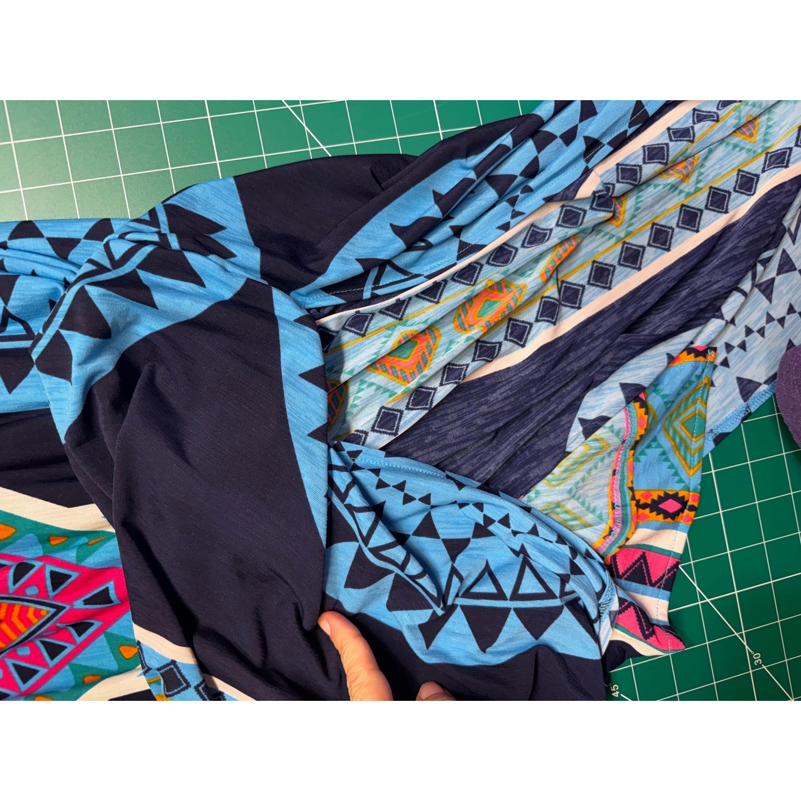 Everly Grey Tribal Geometric Print Halter Maxi Dress Blue Pink Lace Up Back L