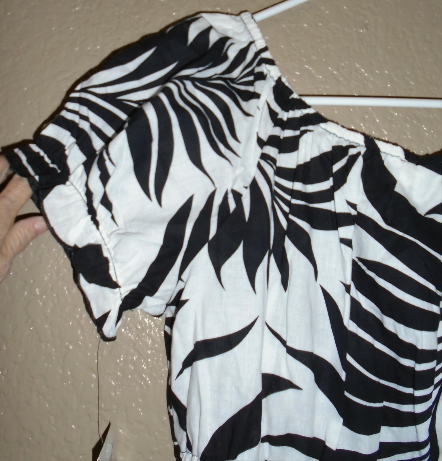 2Bamboo Black & White Print 100% Cotton Empire Waist Beach Dress Medium $79 NWT