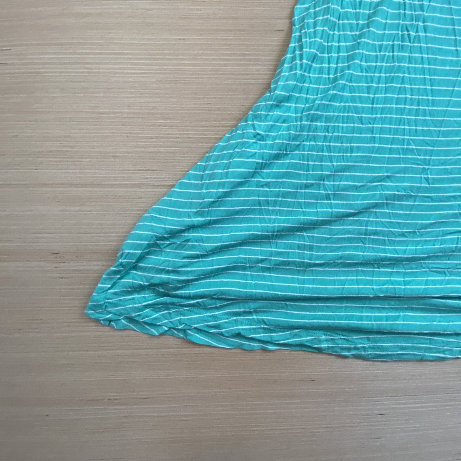 Lagaci Womens Juniors Small Green White Striped Shirt Dress Top Sleeveless Soft