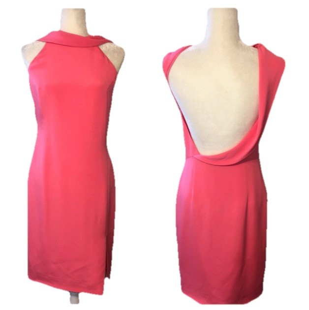 Sz 8 Cushnie et Ochs Pink Anna Open Back Silk Mini Dress