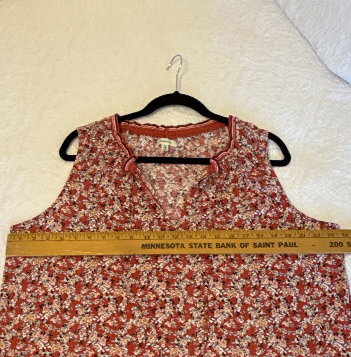 Max Studio 1X Plus Red Floral Knit Tiered V-Neck Sleeveless Knee Dress
