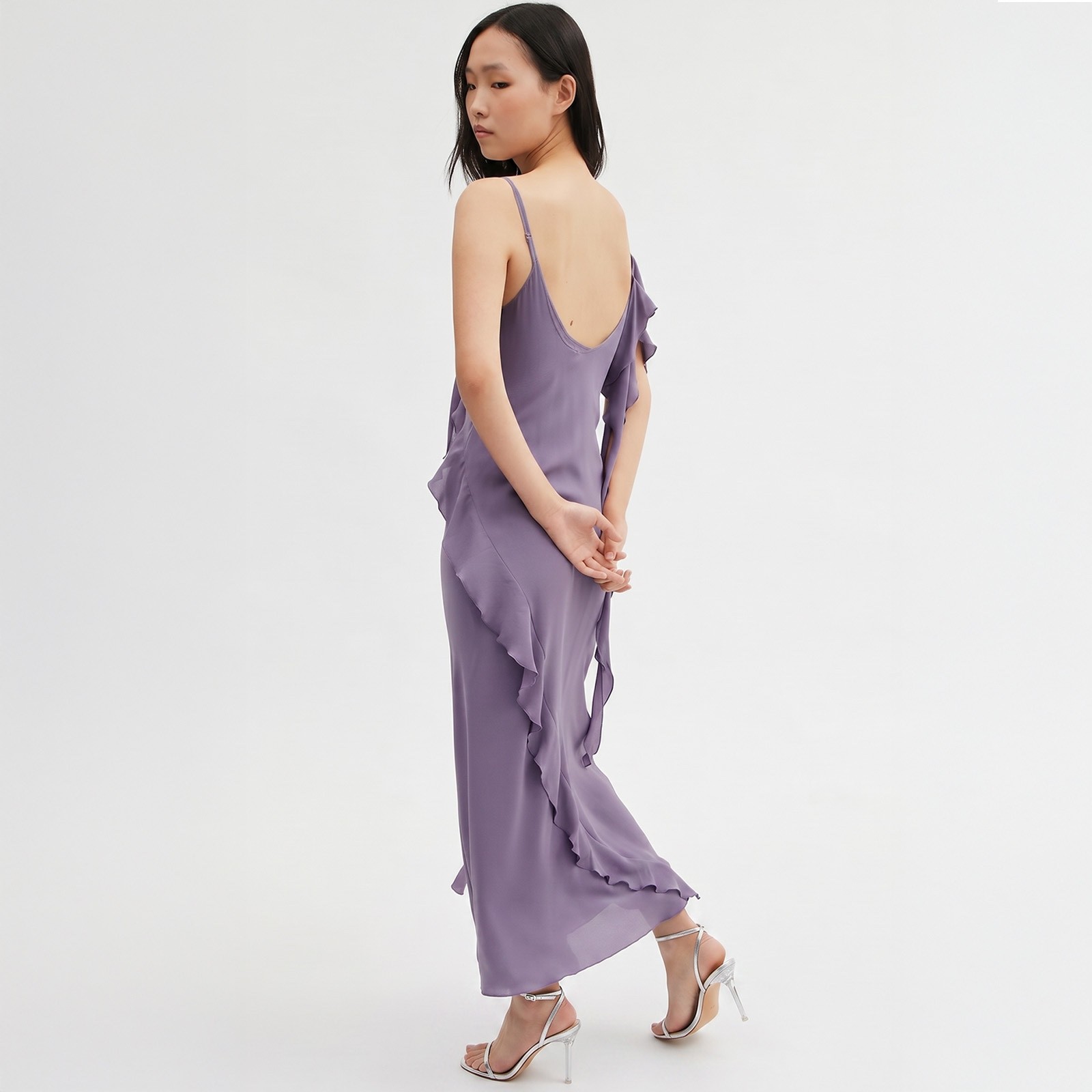 NWT Coach Silk Spaghetti Strap Maxi Dress Sz4 Lilac Purple