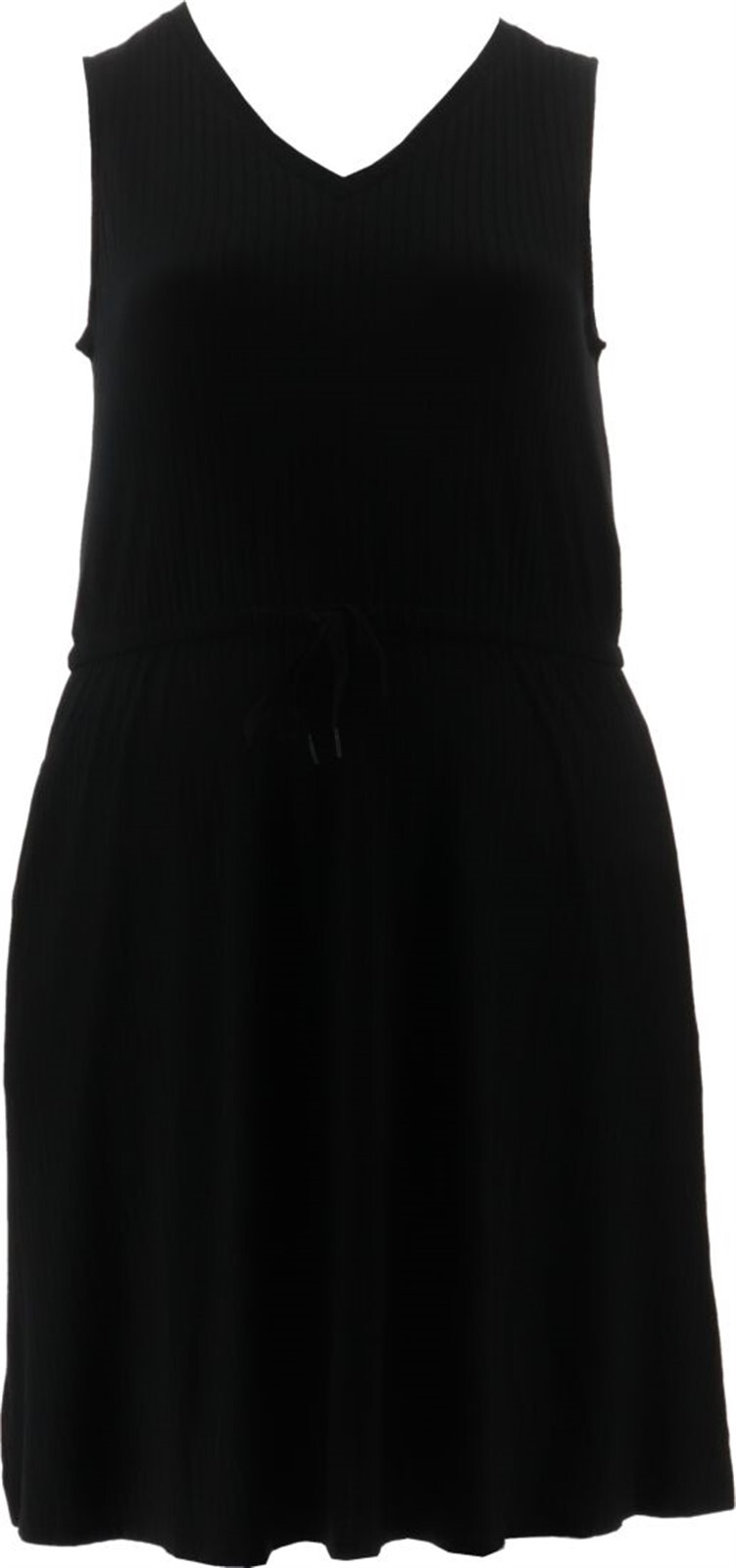 Cuddl Duds Wide Rib V-Neck Shift Dress Tie-Front Black XL NWOT (207)