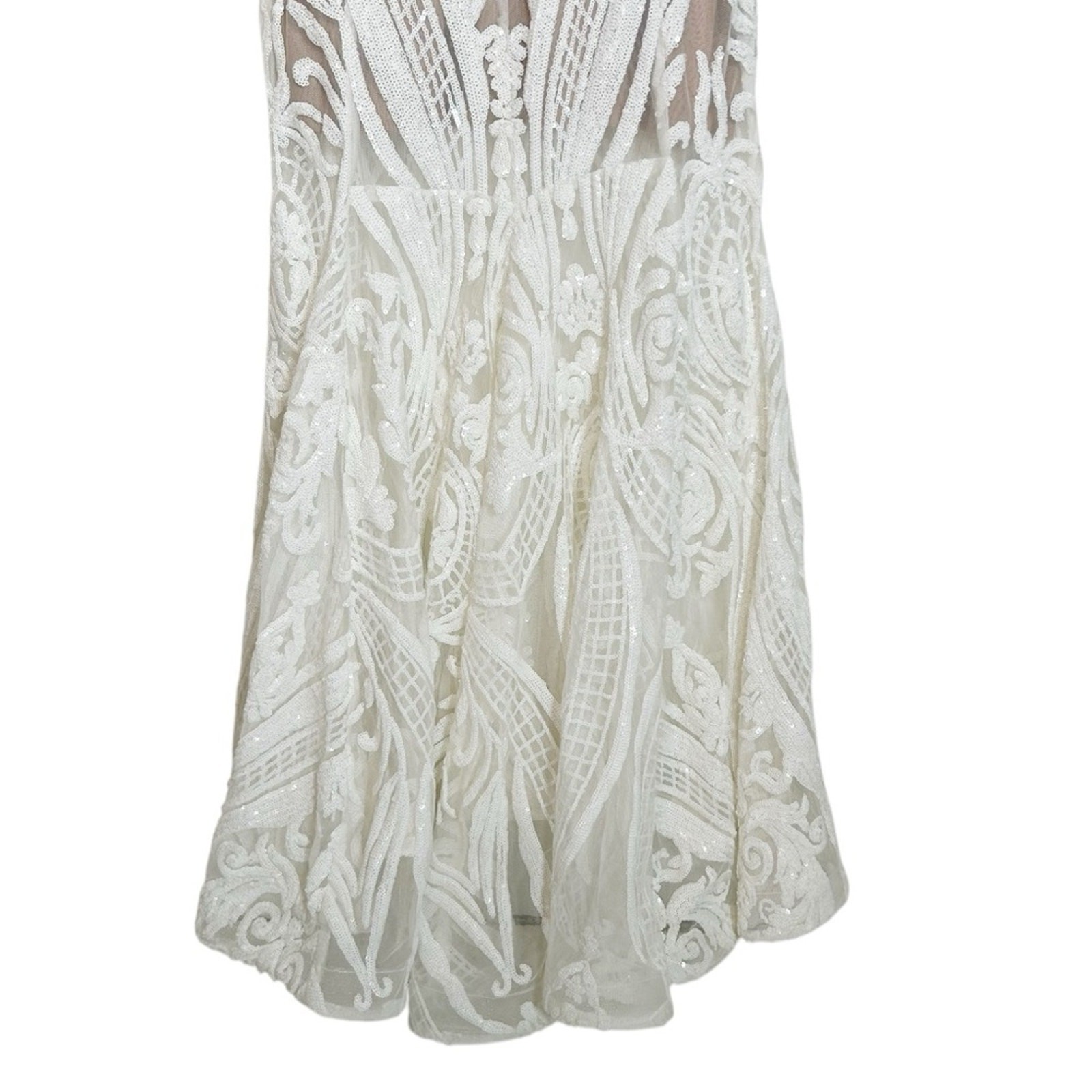 BRONX & BANCO Ester Sequin & Bead Embellished Plunge Neck Gown Size Small