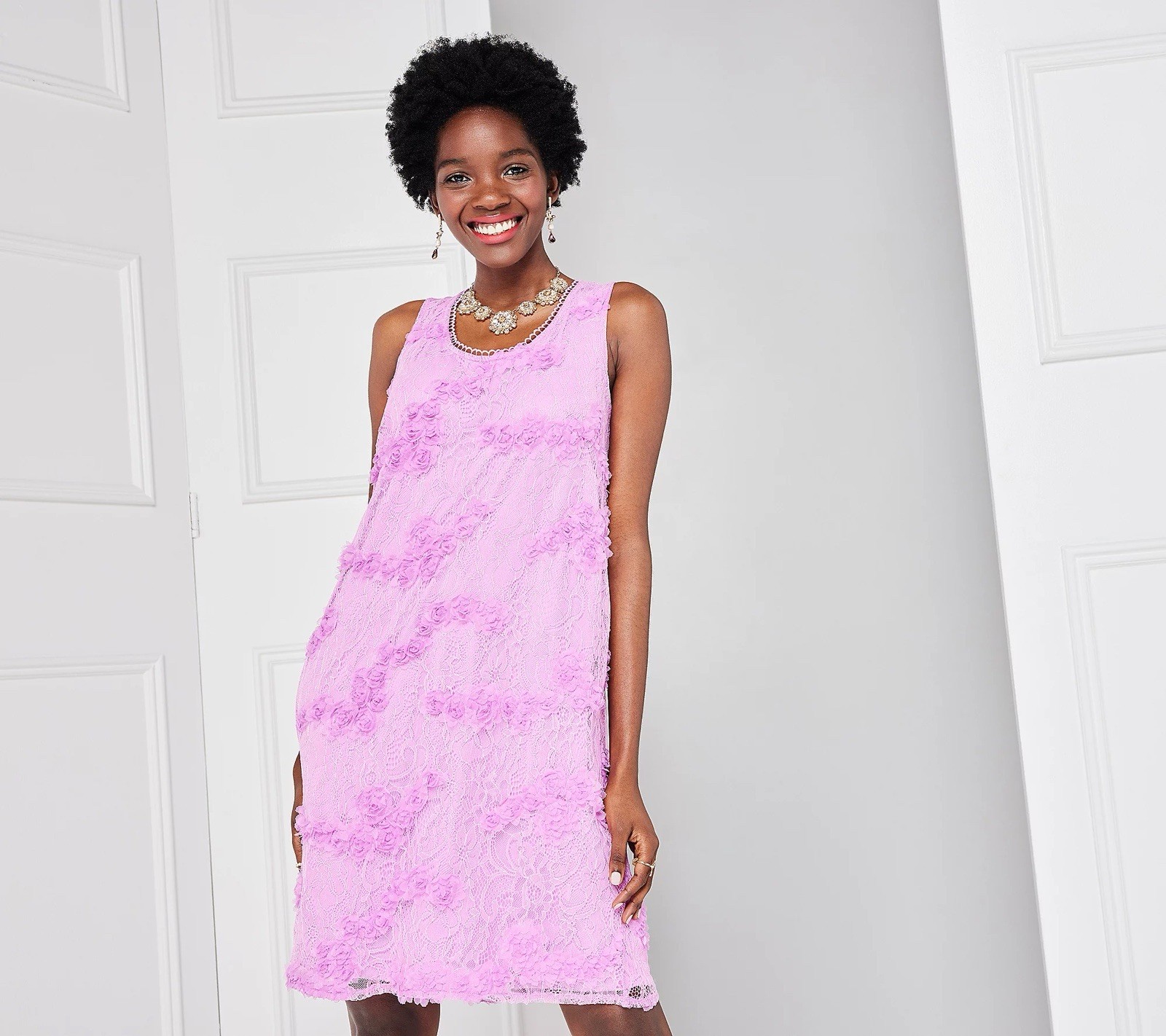 Isaac Mizrahi Live Always Isaac Soutache Lace Shift Dress XL Orchid A589951 NWT