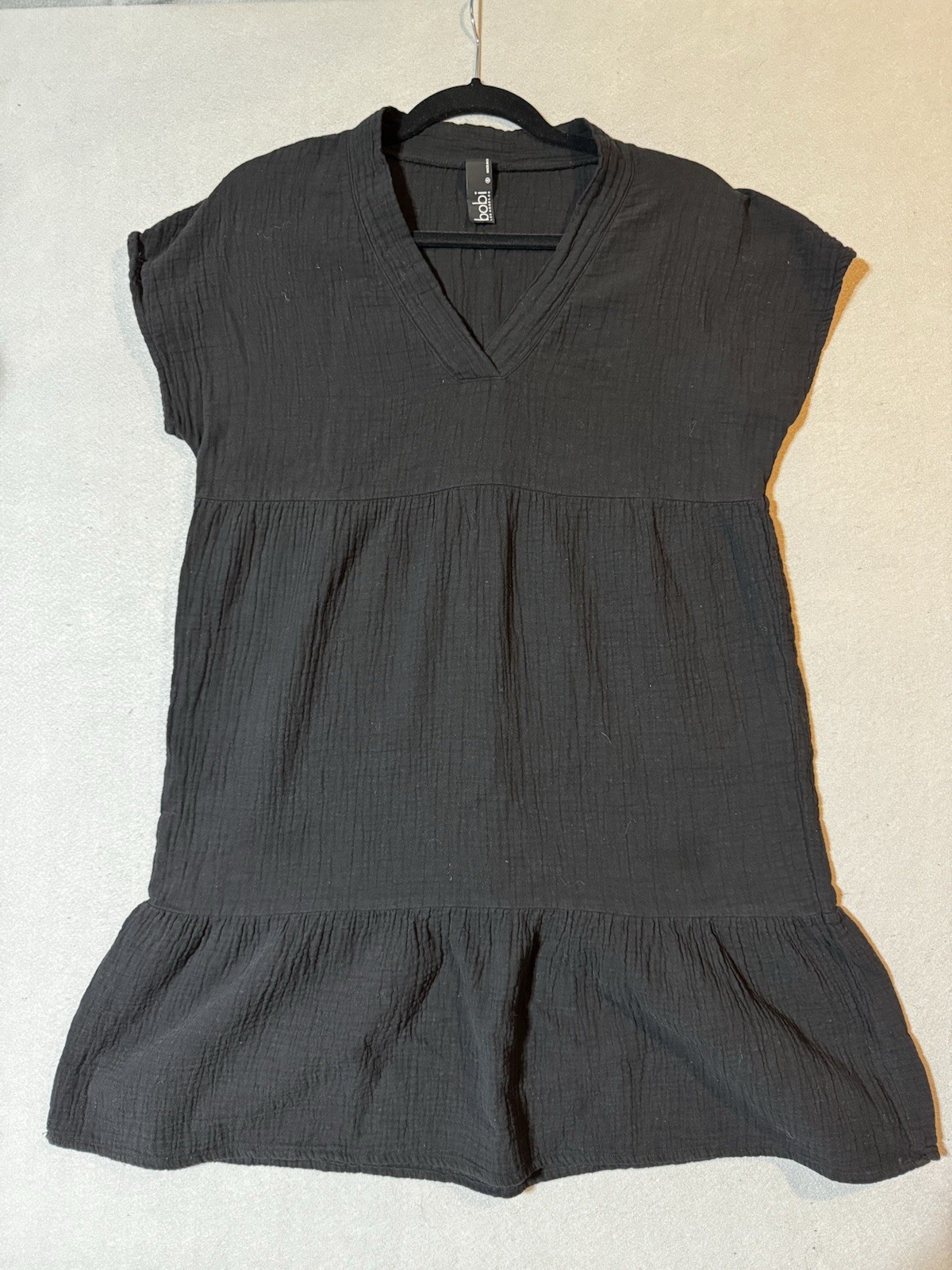 NWOT Bobi Los Angeles Cotton Gauze Black Size Small Knee Length Boho Dress