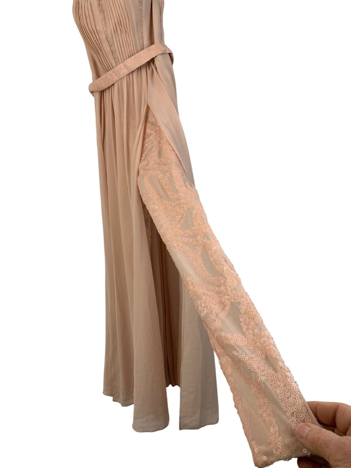 Formal Chiffon Overlay Strapless Jumpsuit Walk Thru Maxi Sz 4 NWT Bebe Prom