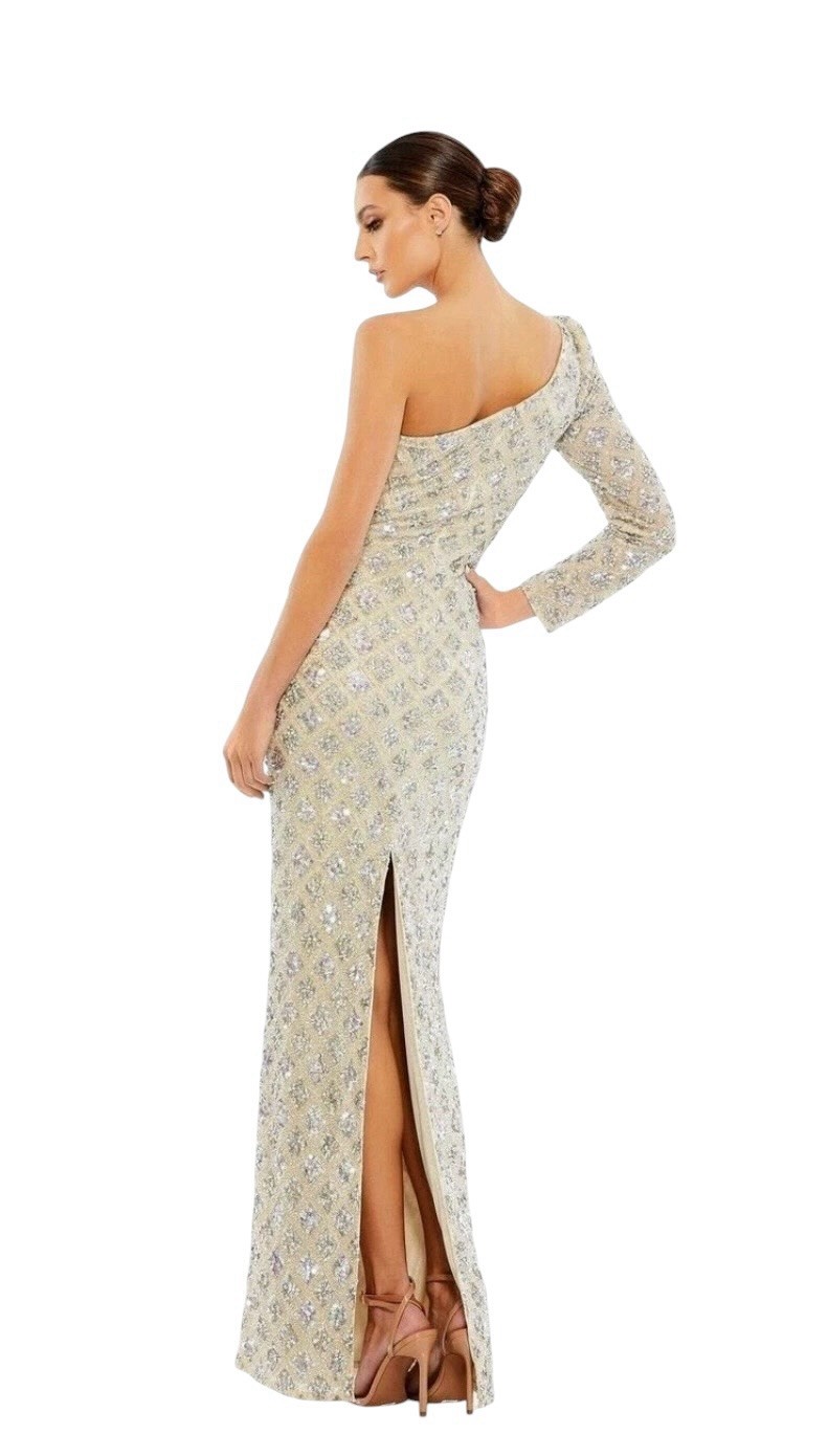 Mac Duggal A5479 Shimmering Gold Sequin Gown One Shoulder Size 16 $598