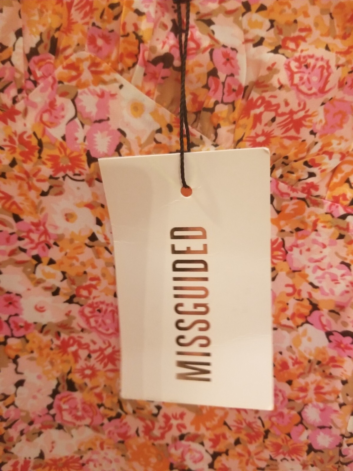Missguided Milk Maid Tie Back Skater Dress L/S Floral Size U.S. 8 New With Tags
