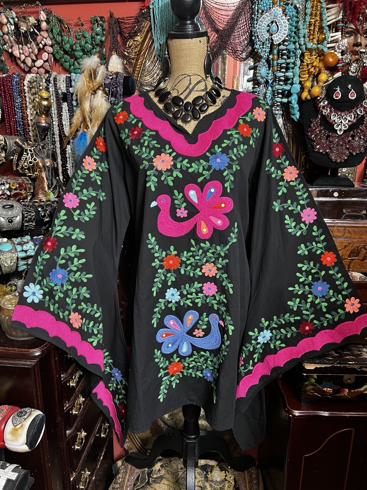 BEAUTIFUL IDIOLA DESIGNS MEXICAN EMBROIDERED PACHAMAMA ANGEL DRESS WEDDING L