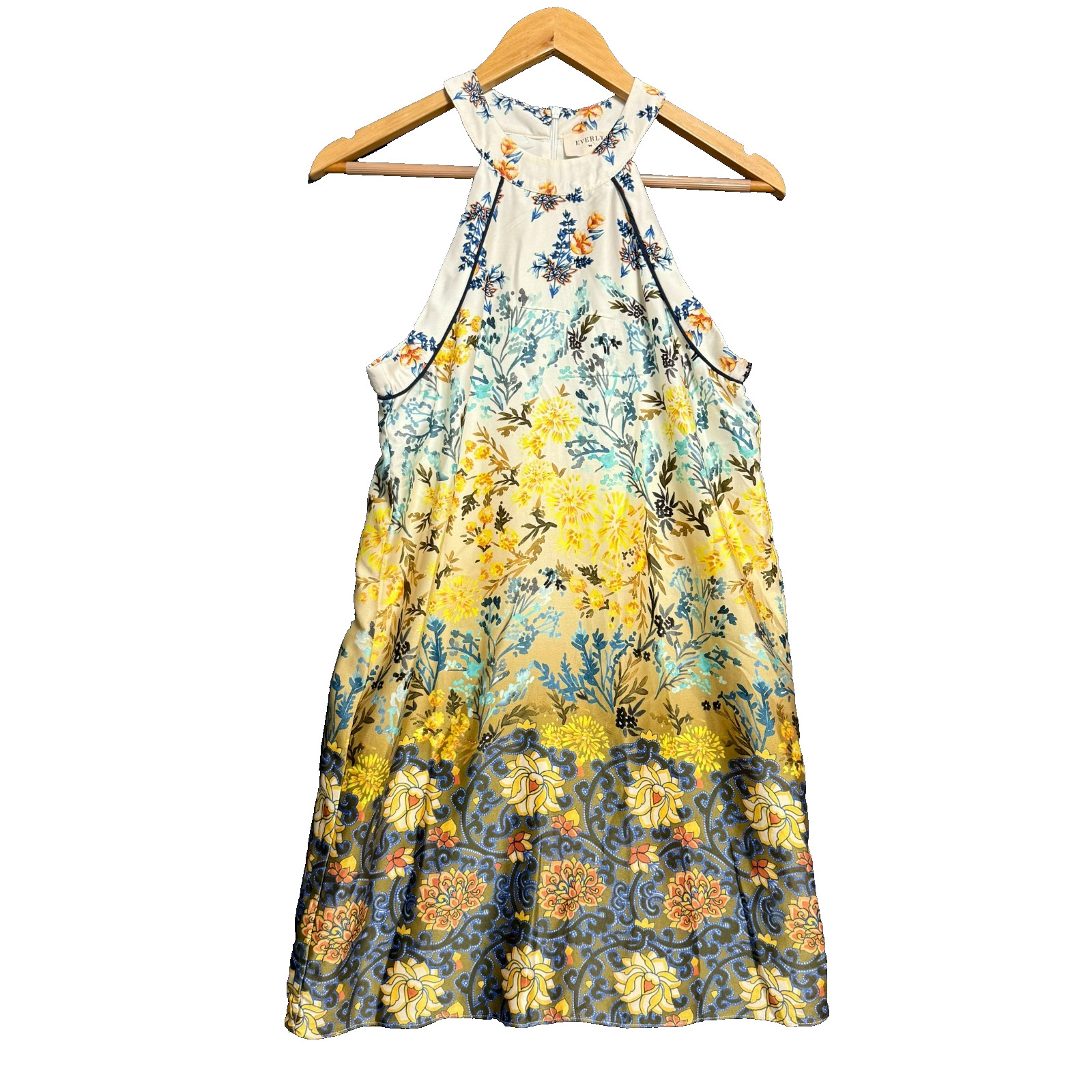 Everly Boho Floral Halter Neck Mini Dress S Cottagecore Garden Party Ethereal