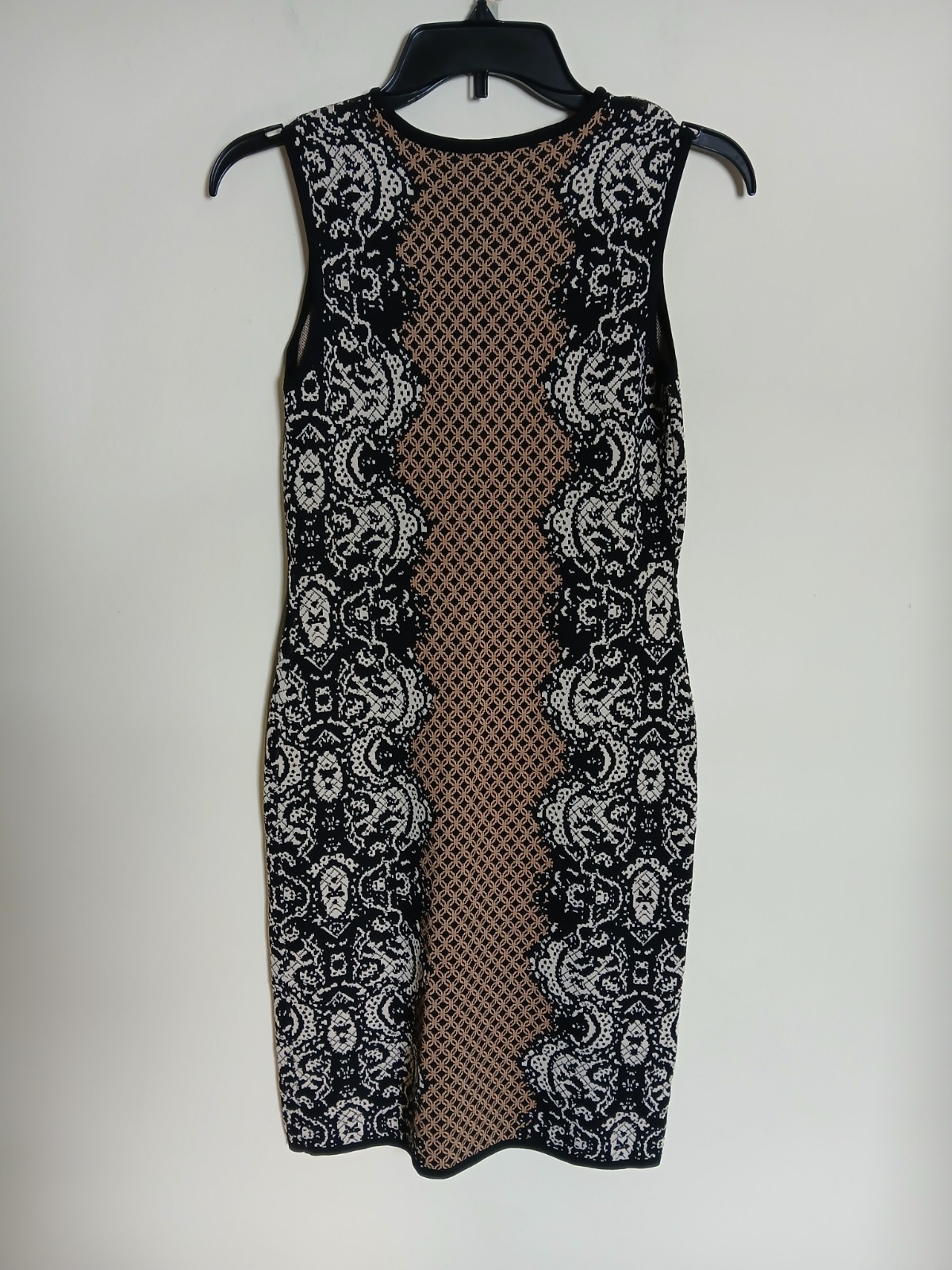 CB Established Beige, Black & Tan Brown Knit Sleeveless Pullover Dress Size S