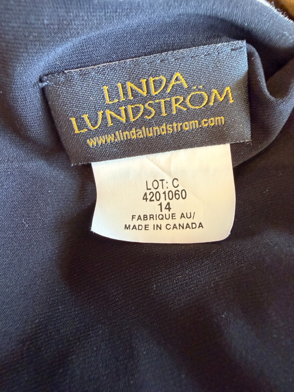 Linda Lundstrom Long Black Sleeveless Stringy Vamp Dress Sze 14 Edgy Stretch