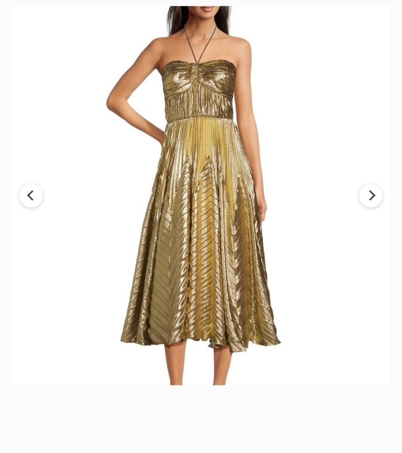 Beautiful! Alex Marie unique Halter Dress size 6p Gold New With Tags