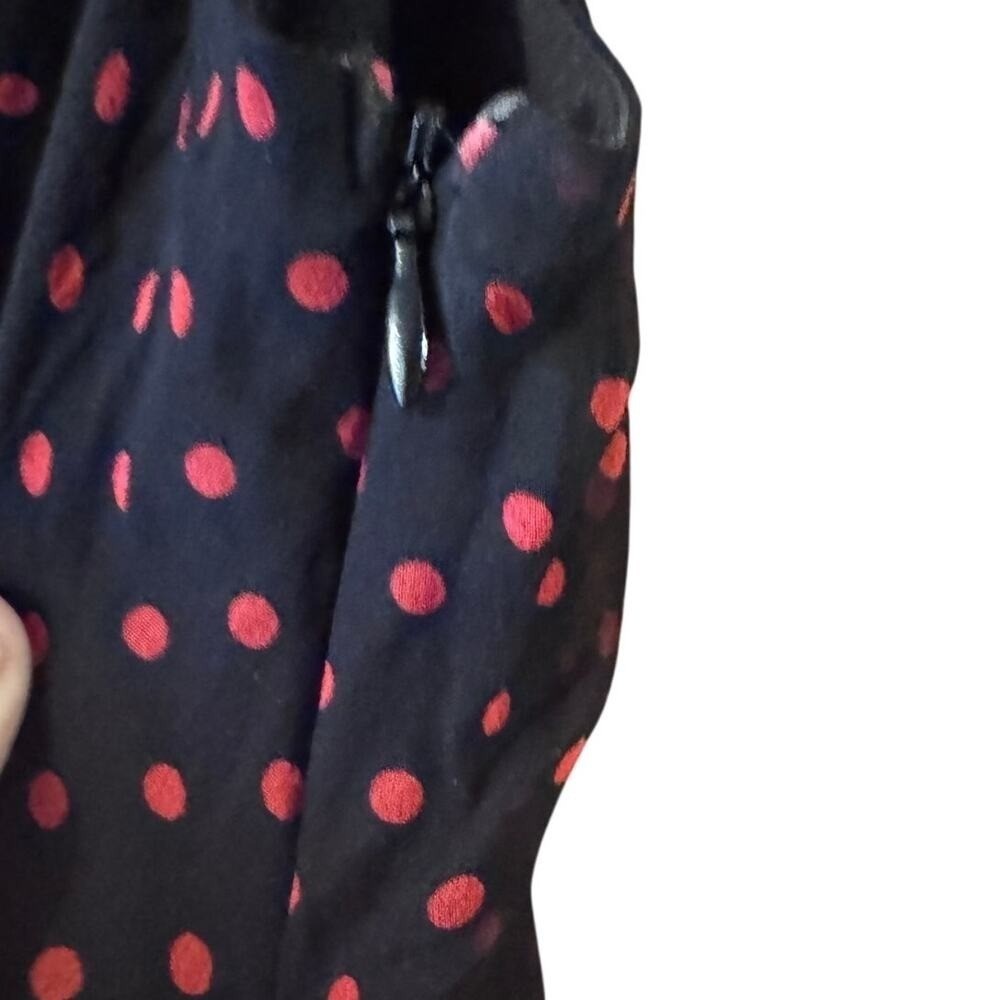 Jonathan Martin Navy Blue Red Polka Dot Retro V-Neck Midi Dress 10 RN50640