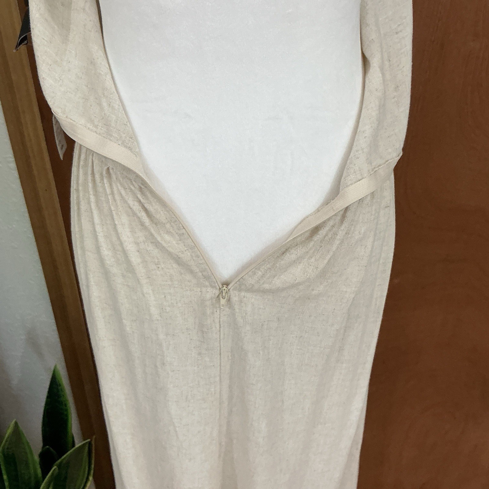 Linen Blend Midi Strapless Dress Pockets Sz S NWT Windsor Capsule Minimalist